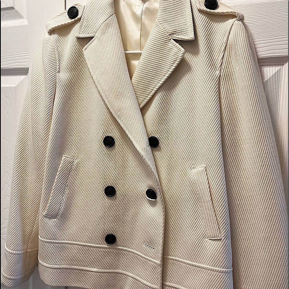 The classic peacoat, perfect color.